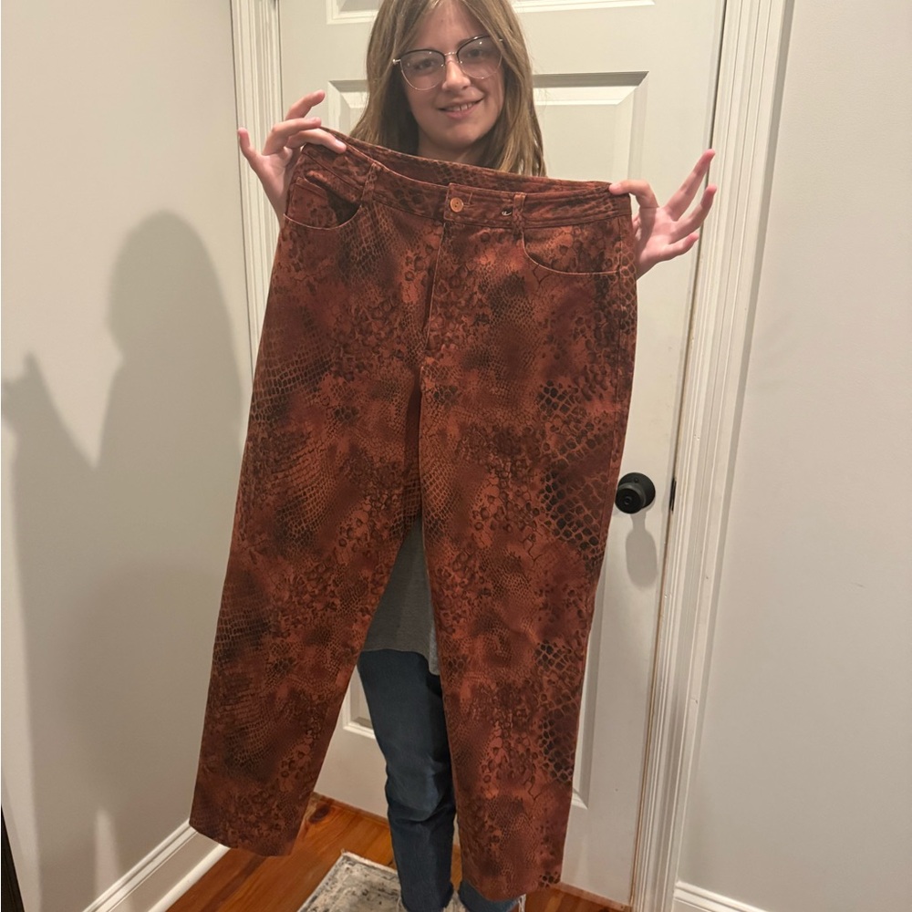 Vintage Dana Buchman cotton snake pattern ankle pants 6